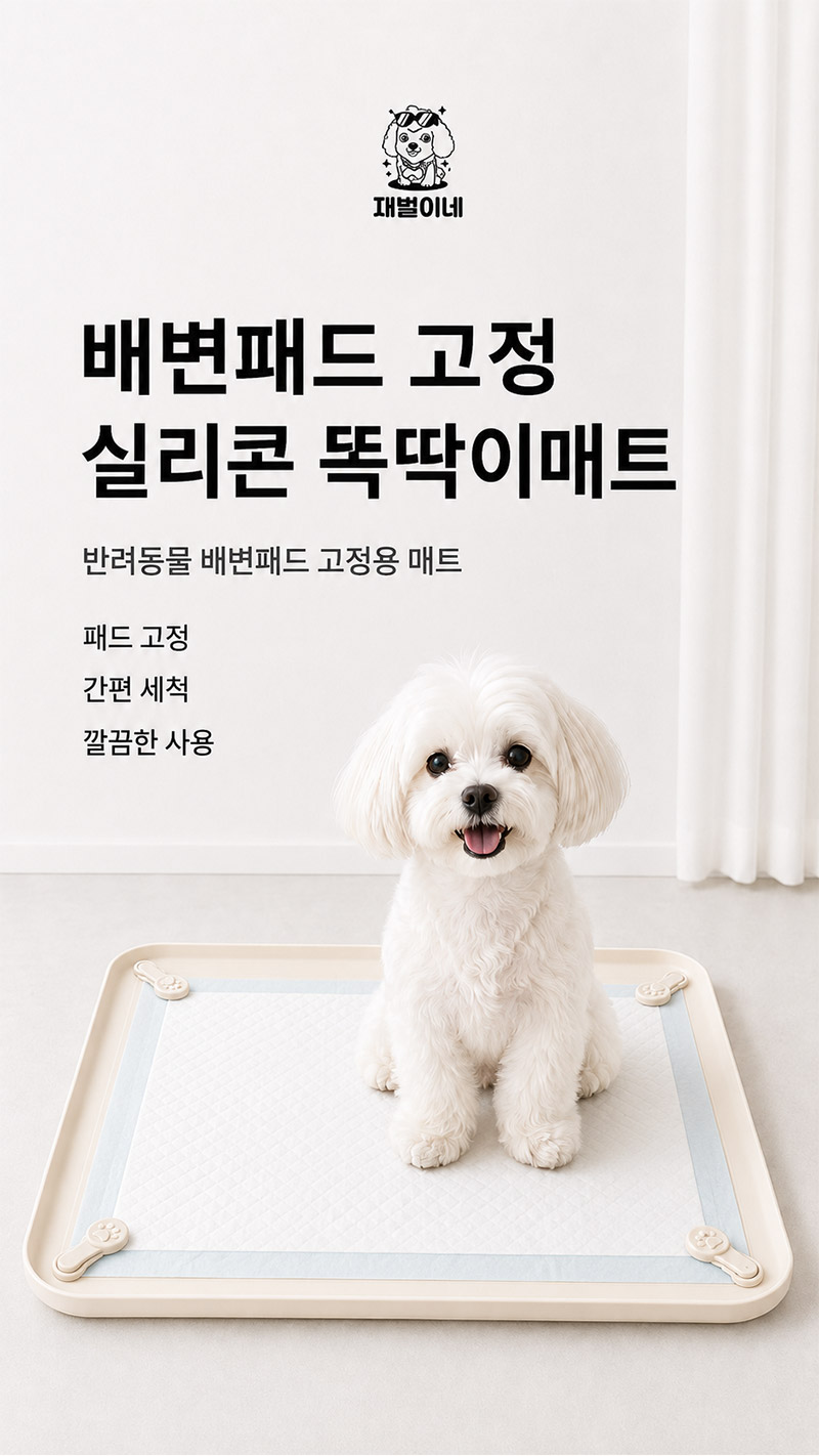 강아지 고정형 배변판 62 42 논슬립 애견 배변패드 매트 똑딱이 화장실 이미지 2